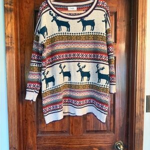 Multicolor Reindeer Pattern Sweater